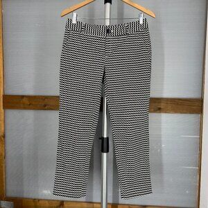 Banana Republic Hampton Black White Geometric Print Crop Ankle Trouser Pant Sz 4